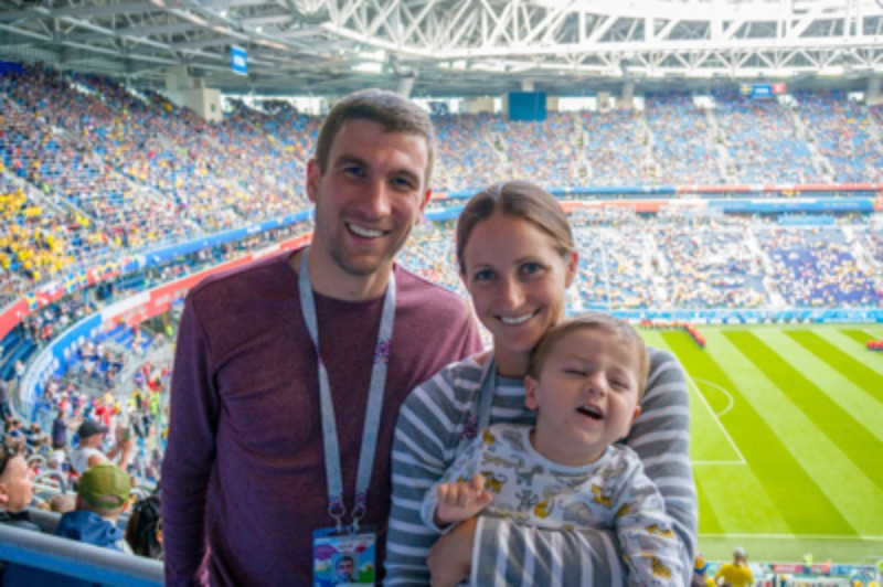 Ver la Copa del Mundo en San Petersburgo antes de regresar a los EE. UU., julio de 2018.