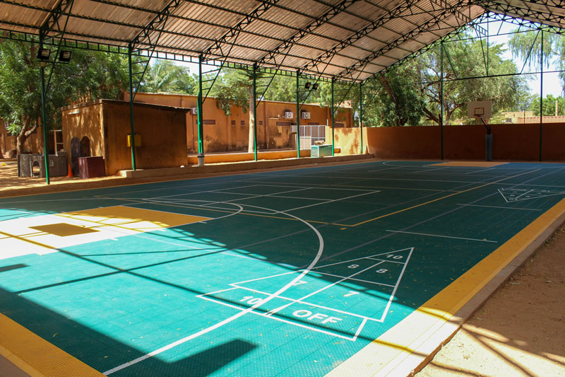 The covered court serves a variety of purposes ranging from physical education classes, assemblies, community events, and more.