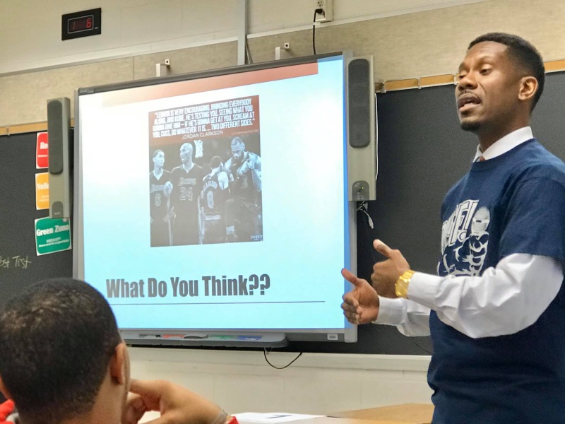 Facilitating a leadership session during the newport News Public Schools RISE Male Empowerment Conference.