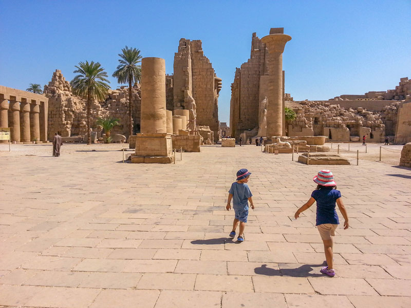 Visiting the ruins in Luxor, Egypt.