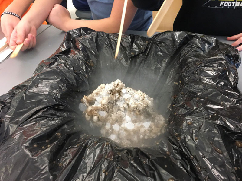 Para explorar los cometas mientras aún están en la Tierra, los participantes crearon los suyos propios utilizando material orgánico y hielo seco.