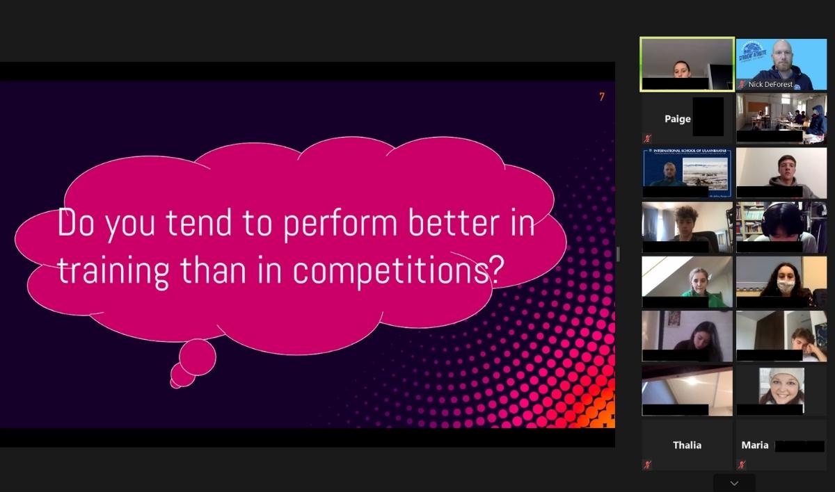 Presentations were all done on Zoom like this one about competition anxiety by AIS Vienna student Lexi Roberts.