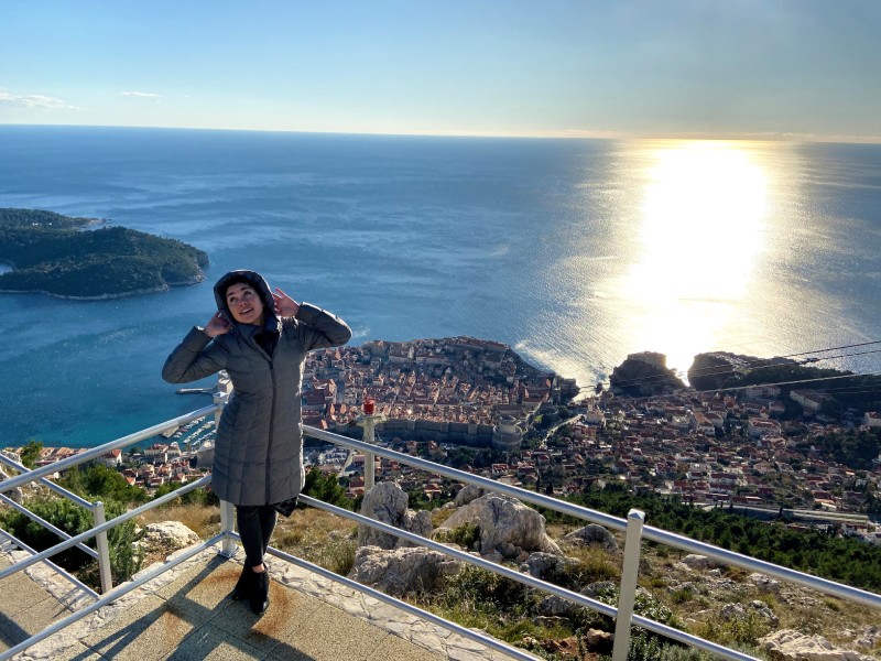 Jessica above Old Town Dubrovnik (Hotel Excelsior and Panorama Restaurant and Bar)