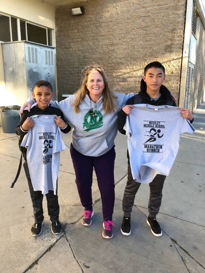 Staff goes above and beyond to provide opportunities for students to engage beyond academics. Coach Hornbeck runs a Mile Club where students can come to school early three times a week and run two miles before school. Once they hit a certain number of miles, they receive a cool marathon shirt!