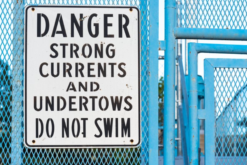 Danger: Strong currents and undertows. Do Not Swim