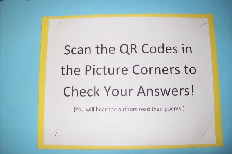 Using QR codes for a class learning activity to help students check their answers