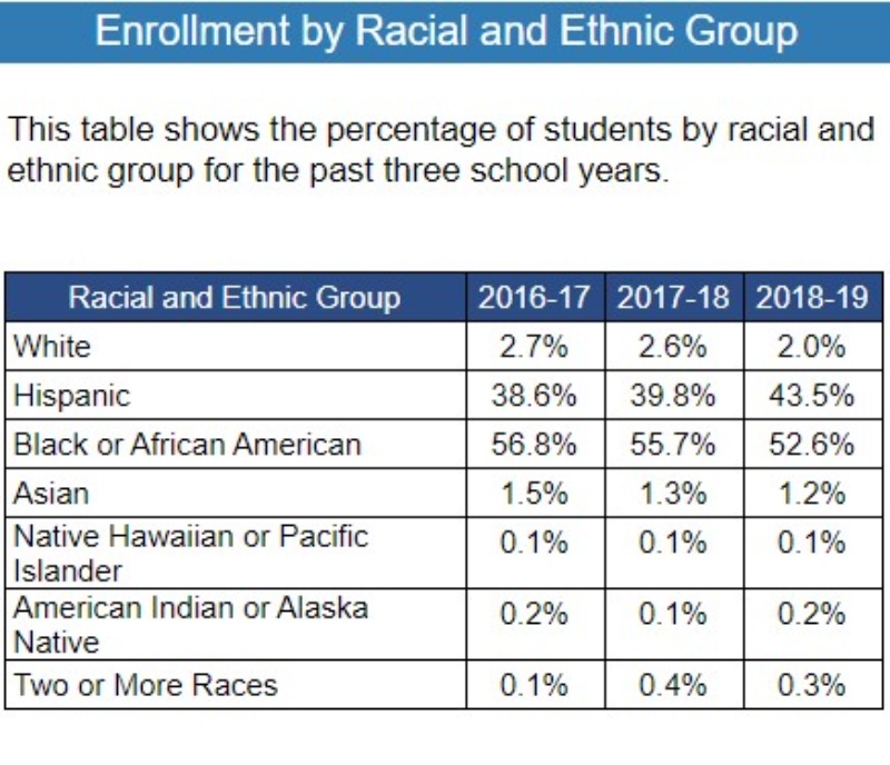 Enrollment by racial and ethnic group