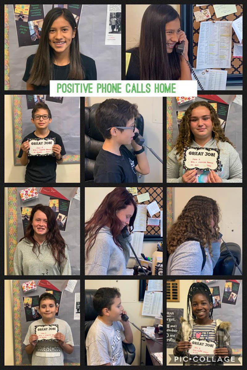 Estos estudiantes obtuvieron una referencia positiva a la oficina y llamamos a casa juntos para compartir las buenas noticias. En lo que va del año escolar, he podido hacer más de 100 llamadas telefónicas positivas a casa.