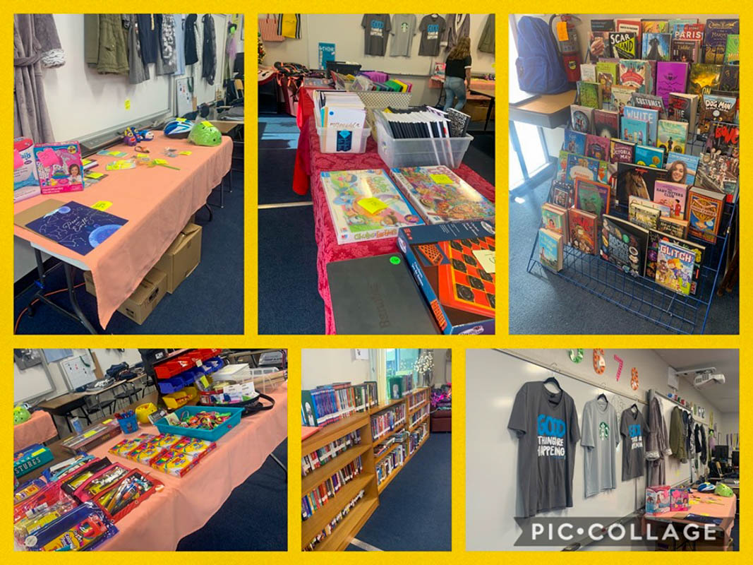 The Palomino store started with a table and a few snacks and supplies and now with the help of community and parent donations it grew to a full classroom full of cool things for our students to purchase with their Palomino Bucks.