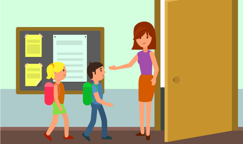 Saludar y dar la bienvenida regularmente a los estudiantes en la puerta de su salón de clases es una excelente manera de construir relaciones positivas.